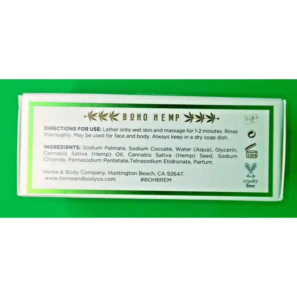 Boho Hemp Bar Soap Eucalyptus Mint with Hemp Seeds & Oil 10oz/283g